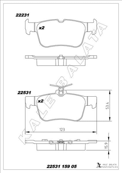 KALE 22531 159 05 ANS KD13 ARKA FREN BALATASI GALAXY III 15> MONDEO V 14> EDGE 15>19 FOCUS IV 17> KUGA III 19> - Görsel 1