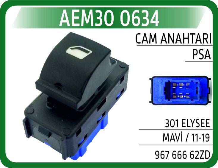 AEM30 0634 CAM AÇMA DÜĞMESİ ANAHTARI ARKA SAĞ-SOL PEUGEOT P301-CITROEN C-ELYSEE 12>