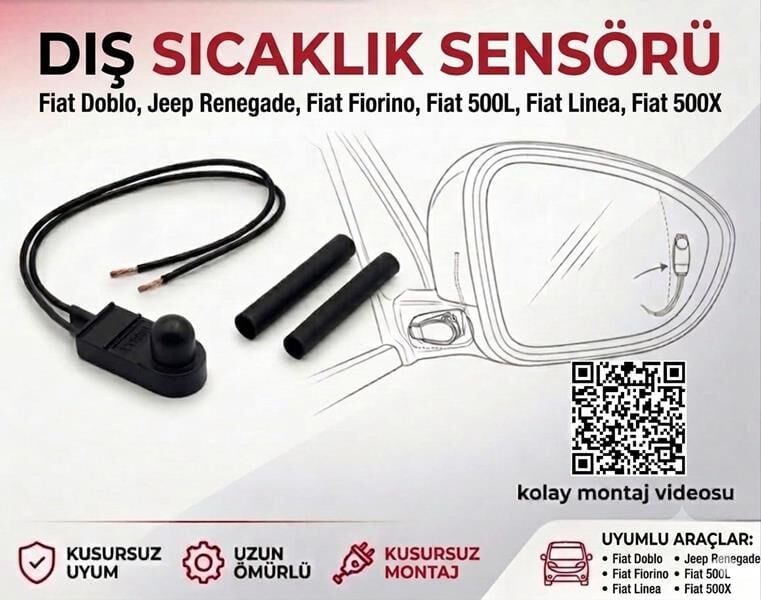 AFT 735612657 AYNA DIŞ SICAKLIK ISI SENSÖRÜ MÜŞÜRÜ FIAT DOBLO- JEEP RENEGADE -FİORİNO- 500L -LİNEA- 500X 95511534-735325166-735296227-735714767-735460567-735474648-735410430-735558566-735614527