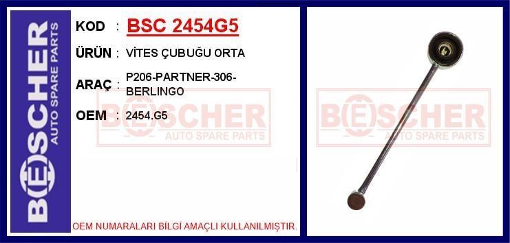 BSC 2454G5 VİTES ÇUBUĞU ORTA P206-PARTNER-306-BERLINGO