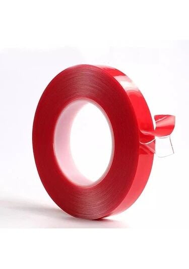 CEVHERS CTB350 ÇİFT TARAFLI BANT 50mm x 5mt KIRMIZI ŞEFFAF