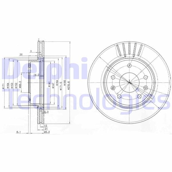 DELPHI BG3702C FREN DISKI ON LAND ROVER FREELANDER I L314 98>06