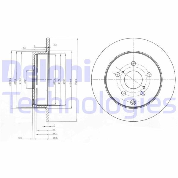 DELPHI BG4051 ARKA FREN DİSKİ DOLU TİP TOYOTA AVENSIS 2.0L 1AZ-FE 1AZFSE 1CD-FTV AZT250 CDT250 03-08 / COROLLA V ERSO 1.6L 3ZZ-FE ZNR10 04-09 2.2L 2ADFTV AUR10 04-09 1.8L 1ZZ-FE ZNR11 04-> 290 çap X 5 bijon - T