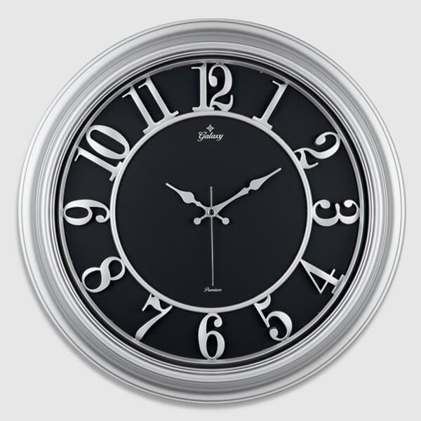 SAAT 1963-G DUVAR SAATİ GRİ ÇERÇEVE İÇİ SİYAH 46CM KABARTMA RAKAMLI SELEFON KORUMALI AMERİKAN BRİSTOL KADRAN METAL AKREP/YELKOVAN/SANİYE AKAR SANİYELİ MEKANİZMA AKRİLİK BOYA ABS HAMMADDE MİNERAL CAM