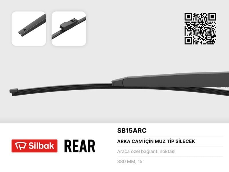 SILBAK SB15ARC SİLECEK SÜPÜRGESİ ARKA MUZ TİPİ 380MM SKODA FABİA COMBİ NJ5 08/14> . VW TİGUAN 02/16>