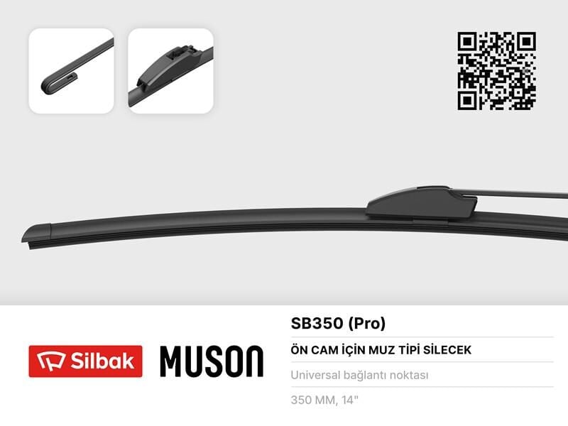 SILBAK SB350 SİLECEK SÜPÜRGESİ 350mm MUZ TİPİ ÜNİVERSAL ON NIVA-UNO 83-89 ARKA