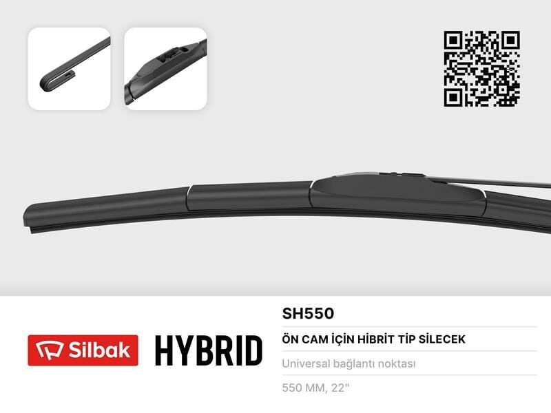 SILBAK SH550 SİLECEK SÜPÜRGESİ HYBRID TİPİ 550mm ÜNİVERSAL