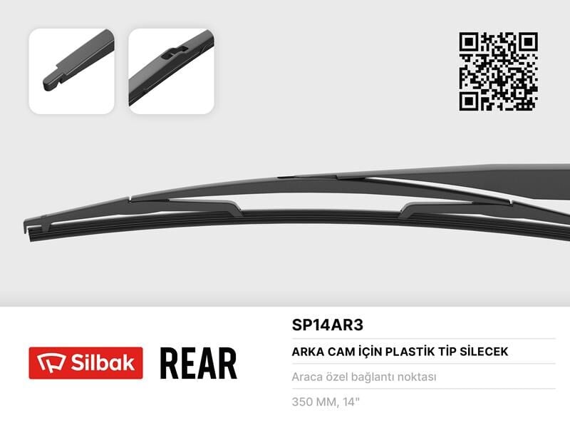 SILBAK SP14AR3 SİLECEK SÜPÜRGESİ ARKA PLASTIK TIP 350mm C4 PICASSO-FOCUS II-GALAXY-COLT IV-P206-P406-KNG II-LAGU