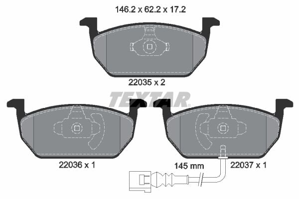 TEXTAR 2203501 ÖN BALATA ÜSTTEN KULAKLI GOLF7-A3-LEON-OCTAVIA 12 >