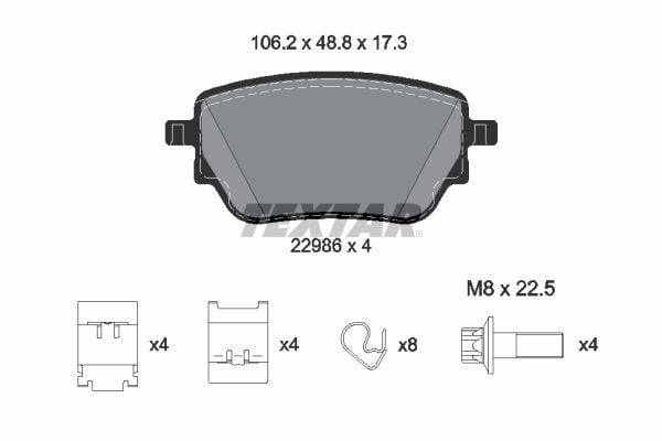 TEXTAR 2298601 FREN BALATASI ARKA MERCEDES W177 V177 W247 C118 X118 H247 X247