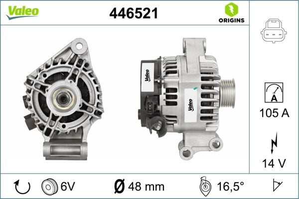 VALEO 446521 ALTERNATÖR FORD FOCUS-FİESTA-CMAX 98> 1.25-1.4-1.6 ZETEC 105 AMP DAN587