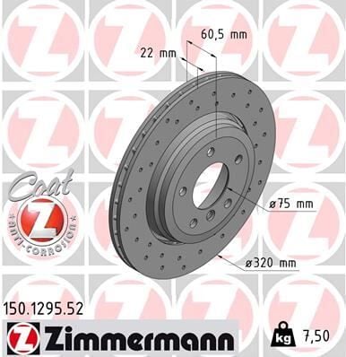 ZIMMERMANN 150.1295.52 FREN DISKI ARKA BMW E46 Z4 E85 E86 HAVALI KAPLAMALI DELIKLI