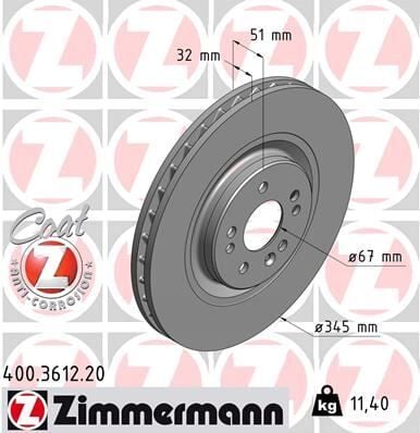 ZIMMERMANN 400.3612.20 FREN DISKI ON MERCEDES ML-CLASS W163