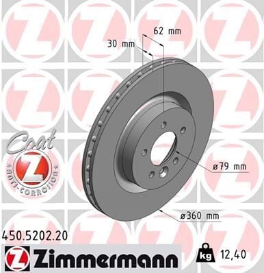 ZIMMERMANN 450.5202.20 FREN DISKI ON LAND ROVER DISCOVERY L319 L462 RANGE ROVER L405 L320 L494